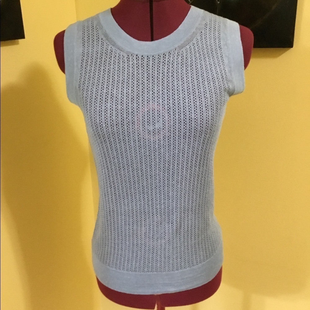 100% Capri Knit Tank Top in Soft Blue - Effortless Elegance